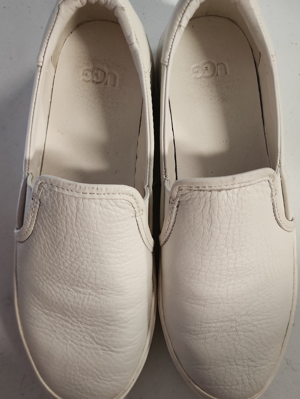 UGG Women's Cream Leather Slip-On Loafers